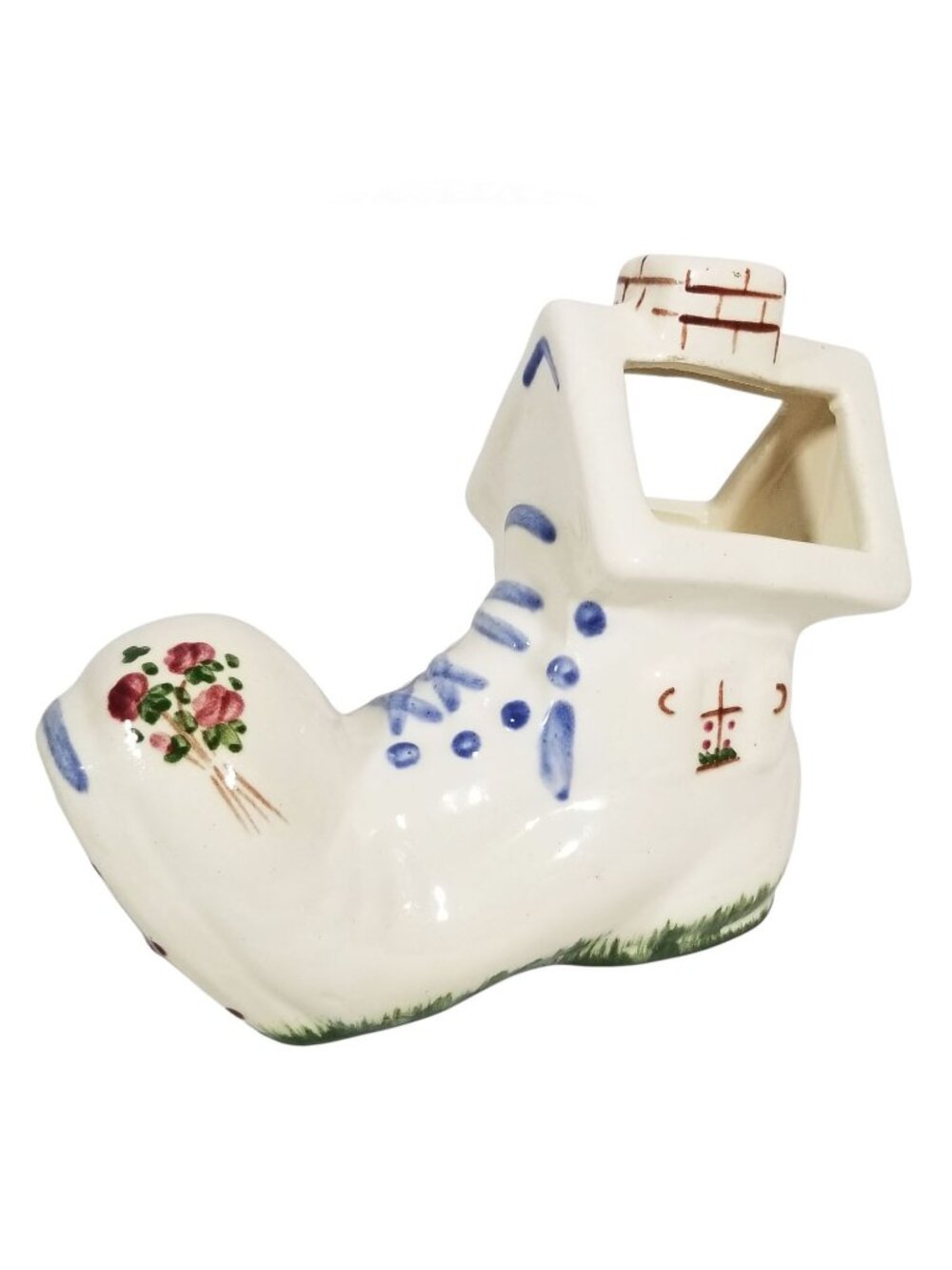 Old Woman in a Shoe Planter Nursery Rhyme Theme Hand Painted Ceramic